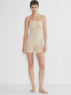 Aritzia Strapless Nude Shapewear Romper -Sand